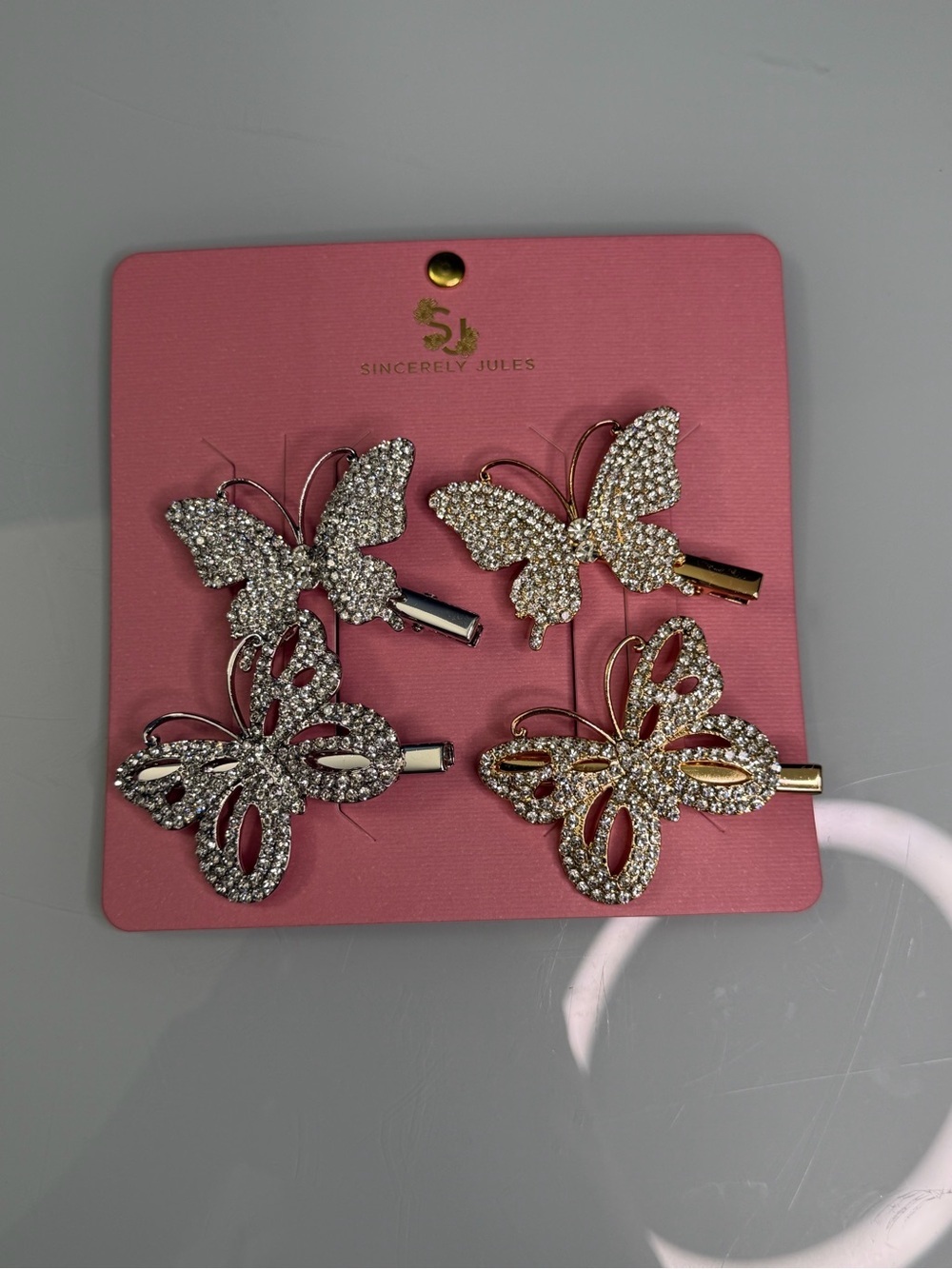 NWT Sincerely Jules Bedazzled Butterfly Hair Clip Set